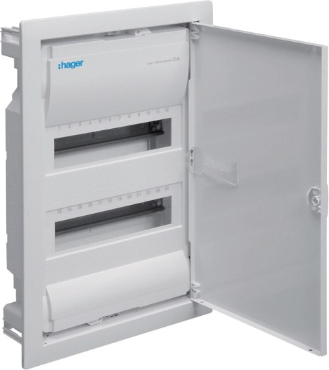 Rozdzielnica p/t drzwi metalowe, 2 rzędy, 24 moduły, IP30, HAGER Volta VU24NE