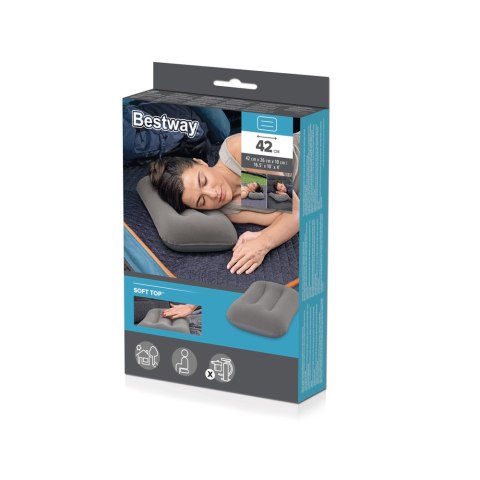 Dmuchana Poduszka Welurowa Szara 42 cm Bestway 67121