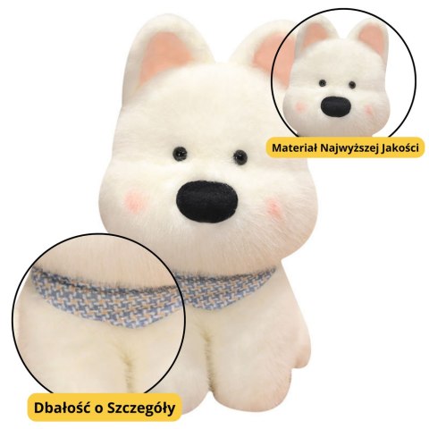 Pluszowa Maskotka Przytulanka Piesek Z Niebieską Chustą Biały 33cm