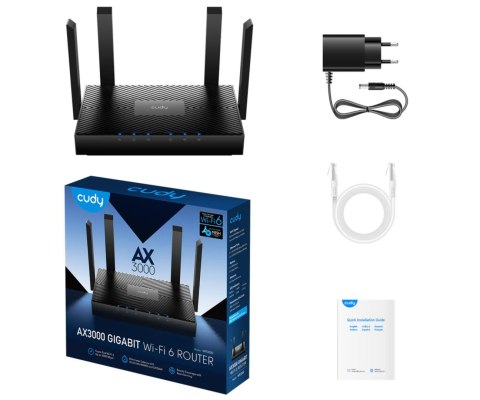 ROUTER WR3000 Wi-Fi 6 2.4 GHz, 5 GHz 574 Mb/s + 2402 Mb/s CUDY