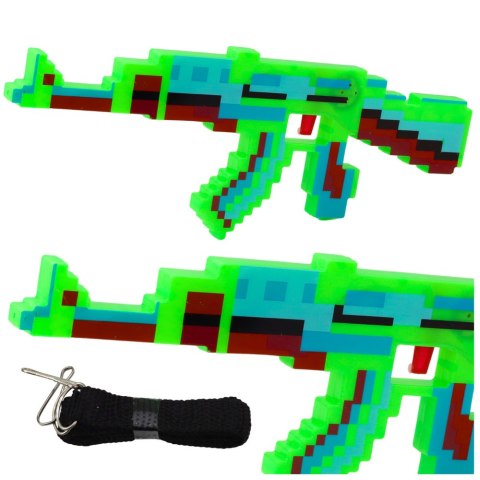 Karabin Pikselowy Broń Światła Dźwięki Niebieski 39cm