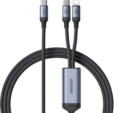 Kabel 2w1 Lightning / 2x USB-C Joyroom Speedy SA21-1T2 150cm 100W w oplocie czarny