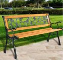 Ławka Ogrodowa Drewniana Metalowa Ławeczka Parkowa Ogrodowa z oparciem