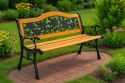 Ławka Ogrodowa Drewniana Metalowa Ławeczka Parkowa z oparciem