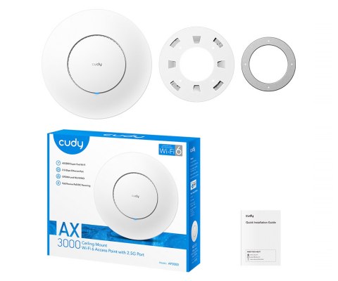 PUNKT DOSTĘPOWY AP3000_P Wi-Fi 6 2.4 GHz 5 GHz 574 Mb/s + 2402 Mb/s CUDY