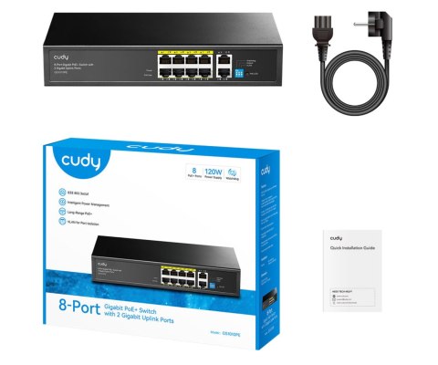 SWITCH POE GS1010PE 8-PORTOWY + 2X UPLINK CUDY