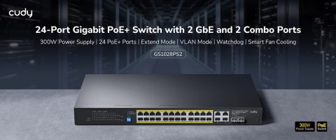 ZARZĄDZALNY SWITCH POE+ GS2028PS4-300W 24-PORTOWY SFP CUDY