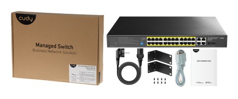 ZARZĄDZALNY SWITCH POE+ GS2028PS4-300W 24-PORTOWY SFP CUDY