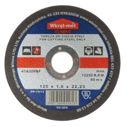 TARCZA KORUNDOWA DO CIĘCIA STALI TCS-12516 125 mm WKRĘT-MET KLIMAS