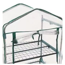 Mini Szklarnia Balkonowa Ogrodowa 4 Półki Metalowe Folia PVC 69 x 49 x 157cm