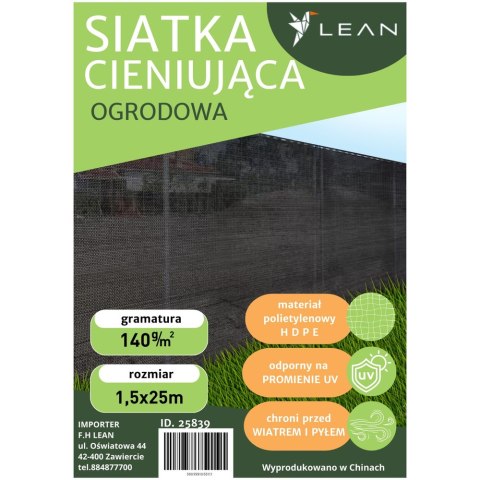 Siatka Cieniująca Na Ogrodzenie Płot Maskująca Szara 1.5M 25M 140g/m²