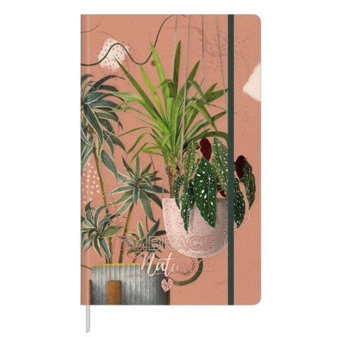 Notatnik Zeszyt Planner W Linie Liście Rośliny Gumka A5 80 Kartek