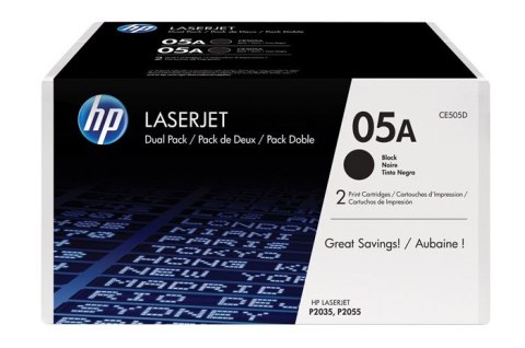 Toner Czarny HP LaserJet P2035, P2055 (05A CE505D, CE505AC) (DWUPAK)