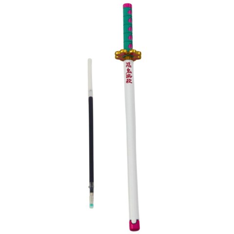 Długopis Miecz Katana Anime Metalowy Czarny Tusz Wymienny Wkład Turkus