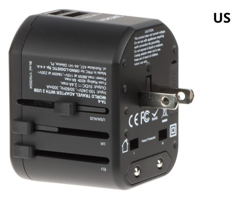 UNIWERSALNA PRZEJŚCIÓWKA SIECIOWA Z ZASILACZEM USB TA-6 Virone