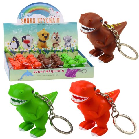 Brelok Do Kluczy Plecaka Dinozaur Latarka LED Dźwięki Zielony