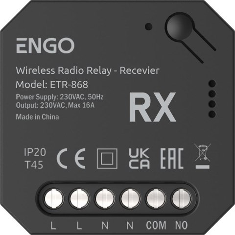 ENGO Controls ETR-868 - Przekaźnik bezprzewodowy EngoLink, sterowany radiowo, 868Mhz, 230V