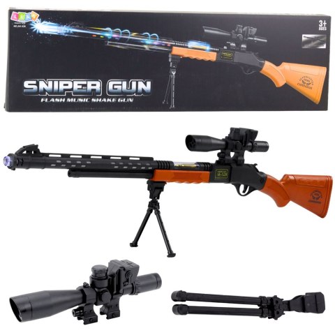 Karabin Snajperski Zabawkowy AK-528 Celownik Statyw Światła Dźwięki