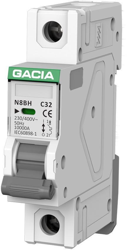 Wyłącznik nadprądowy GACIA N8BH 10KA C 1P 25A