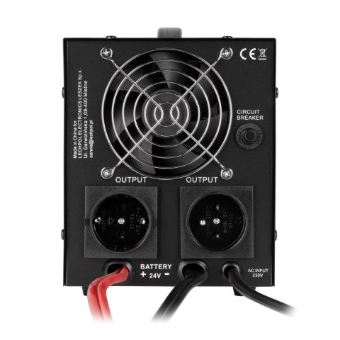 Zasilacz awaryjny KEMOT PROsinus-1500/24-LFP4 przetwornica z czystym przebiegiem sinusoidalnym i funkcją ładowania 24V 230V 1500