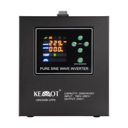 Zasilacz awaryjny KEMOT PROsinus-2000/24-LFP4 przetwornica z czystym przebiegiem sinusoidalnym i funkcją ładowania 24V 230V 2000