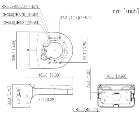 UCHWYT DO KAMER KULISTYCH PFB2204W-B DAHUA