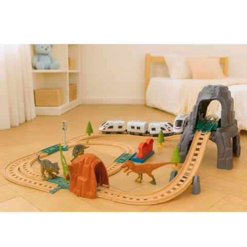 Kolejka Elektryczna Interaktywna Pociąg Wagony Tunel Wulkan Dinozaury 95 cm