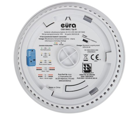 CZUJKA DYMU I TLENKU WĘGLA (CZADU) CSD-39A2 EURA