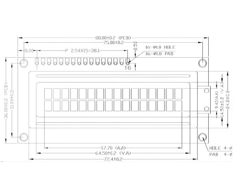 WYŚWIETLACZ LCD 2X16 ZNAKÓW LCD-AC-1602E-YIY/G-E6 ZIELONY JUSTPI