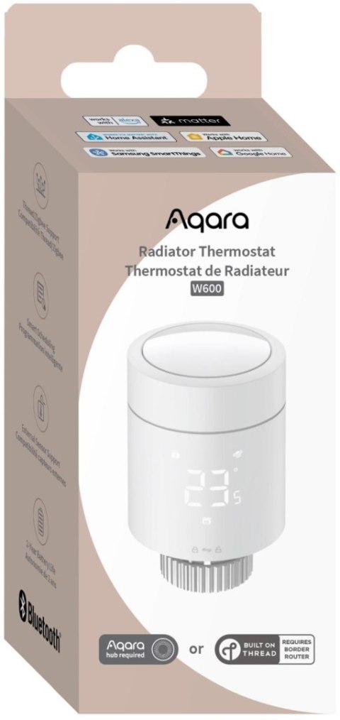 Aqara Radiator Thermostat W600 (Offline) Głowica termostatyczna, Zigbee, Thread, BT WT-A03D