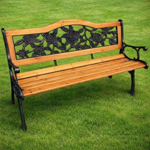 Ławka Ogrodowa Drewniana Metalowa Ławeczka Parkowa z oparciem