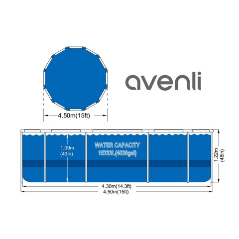 Basen stelażowy AVENLI Premimu okrągły 457x122 zestaw