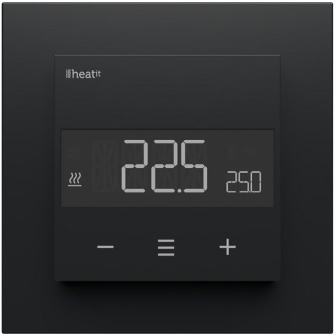 Termostat Heatit WiFi6 Black Matt Wi-Fi Thermostat 3600W 16A