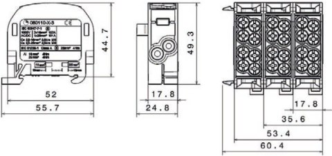 Blok rozdzielczy odgałęźny SCB 25 Al/Cu 80110 SIMBLOCK, zielony 81501005