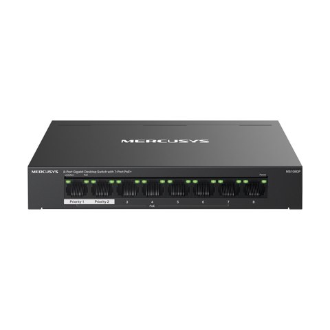 Switch Mercusys MS108GP, 8 portów (7xPoE+), 65W