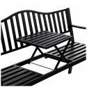 Ławka Ogrodowa Taras Ogród Park Metalowa Oparcie Stolik Czarna 150 cm