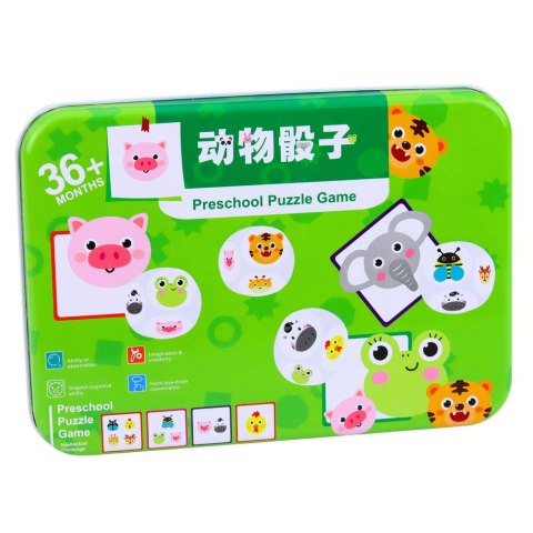 Gra Edukacyjna Dla Dzieci Dopasuj Zwierzątka Kostki Drewniane Karty