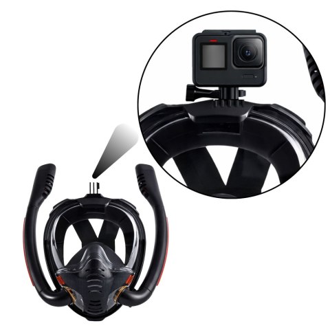 Maska Do Snorkelingu Nurkowania Pełnotwarzowa AntiFog DryTop Czarna L/XL