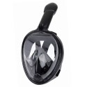 Maska Do Snorkelingu Nurkowania Pełnotwarzowa System AntiFog Czarna L/XL
