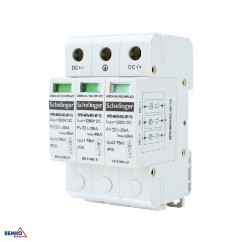 Ogranicznik przepięć 3P DC 1200V KLASY T2 SCHELINGER