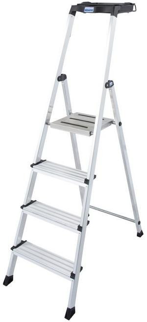 Drabina aluminiowa jednostronna Krause SECURY MultiGrip 1x4 z półką 126528