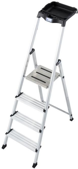 Drabina aluminiowa jednostronna Krause SECURY MultiGrip 1x4 z półką 126528