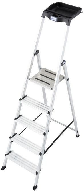 Drabina aluminiowa jednostronna Krause SECURY MultiGrip 1x5 z półką 126535