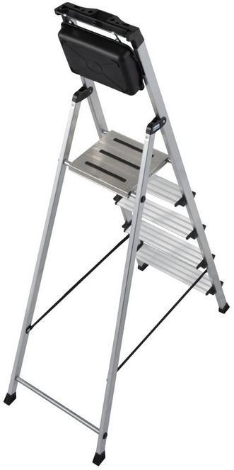 Drabina aluminiowa jednostronna Krause SECURY MultiGrip 1x5 z półką 126535