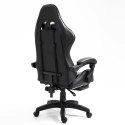 Fotel Gamingowy LEAN Obrotowy Biurowy Z Podnóżkiem Poduszki Czarno-Biały