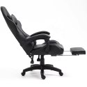 Fotel Gamingowy LEAN Obrotowy Biurowy Z Podnóżkiem Poduszki Czarny