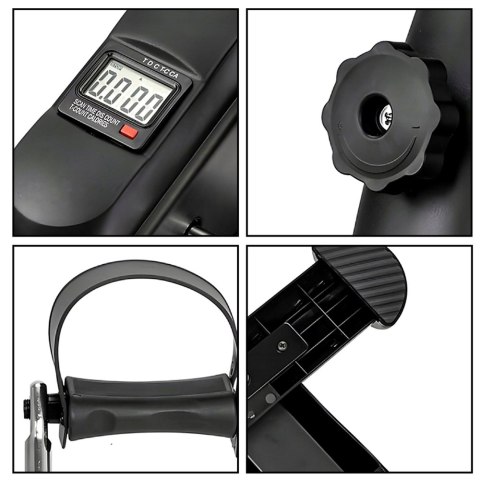 Mini Rowerek Treningowy Rotor Rehabilitacyjny 2w1 Wyświetlacz LCD Czarny