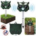 Solarny Odstraszacz Zwierząt Sowa Czujnik Ruchu Ultradźwięki Diody LED