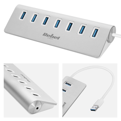 HUB (rozdzielacz) USB 3.0 7 portowy Rebel