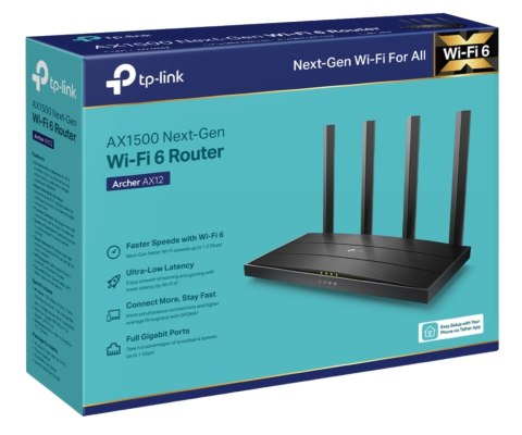 ROUTER ARCHER-AX12 Wi-Fi 6 2.4 GHz, 5 GHz 300 Mb/s + 1201 Mb/s TP-LINK